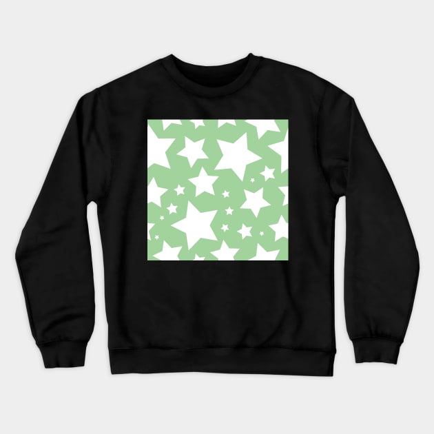 White star print on light green Crewneck Sweatshirt by bettyretro